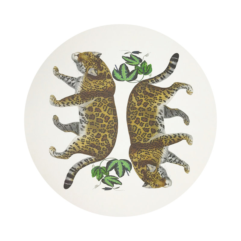 Leopard Seeing Double Pebble 16" Vinyl Placemat, White