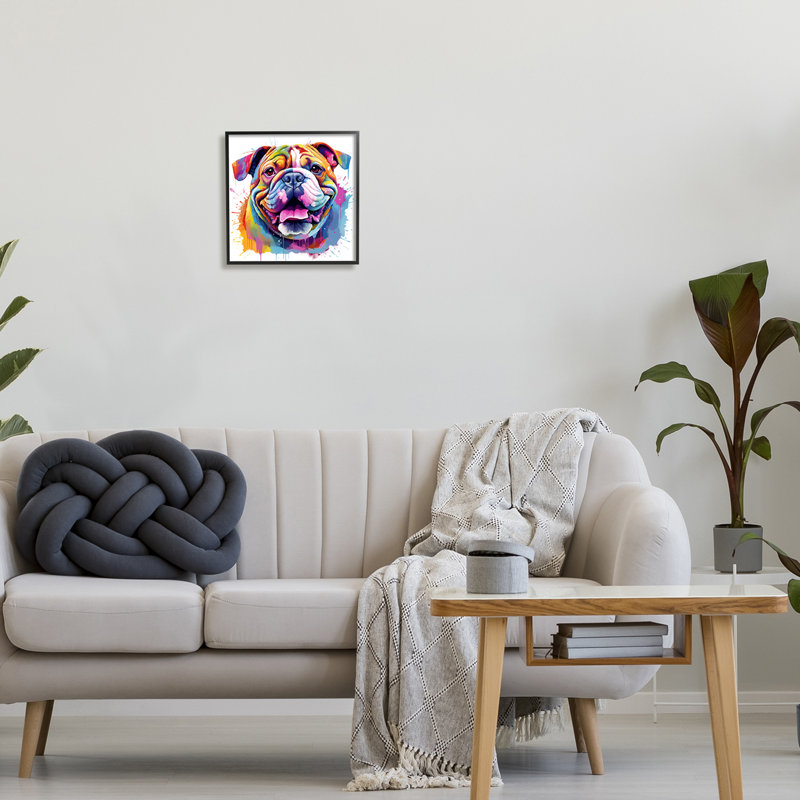 «Ba-352», impression de bouledogue encadré sur bois par Marybeth Cunningham, Giclée encadrée noir minuit