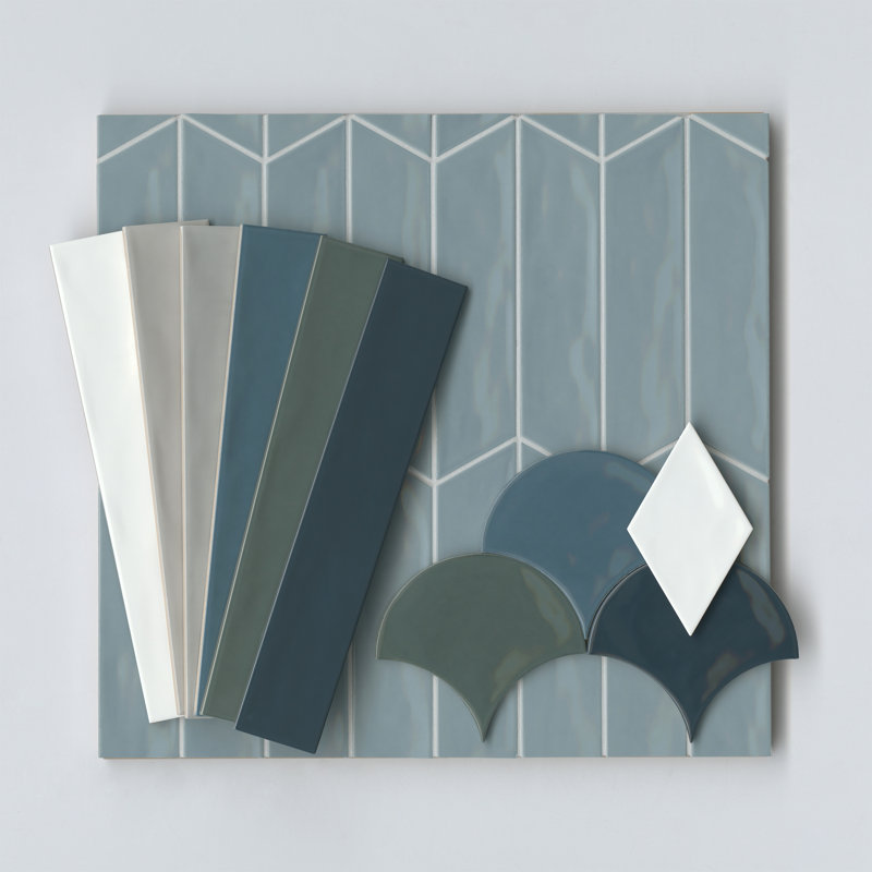 Sorrento 3" x 10" Beveled Ceramic Tile, Cleleste