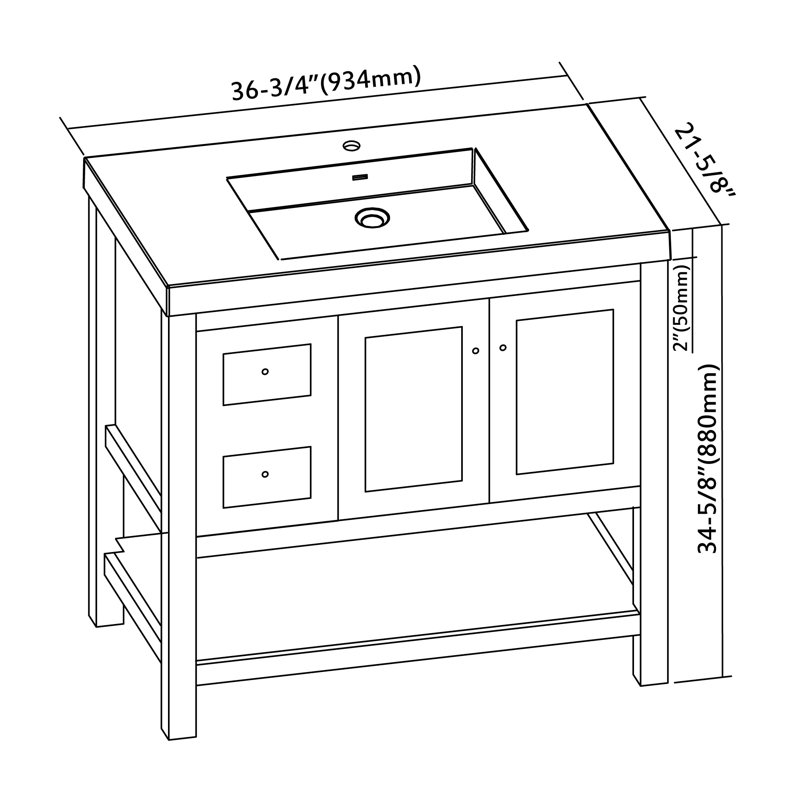 Mckinnis 37'' Single Bathroom Vanity with Resin Top, Blue