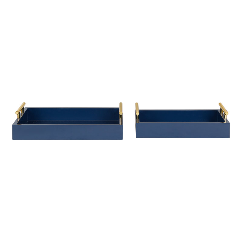 Norvan 2-Piece Rectangle Decorative Trays, Blue