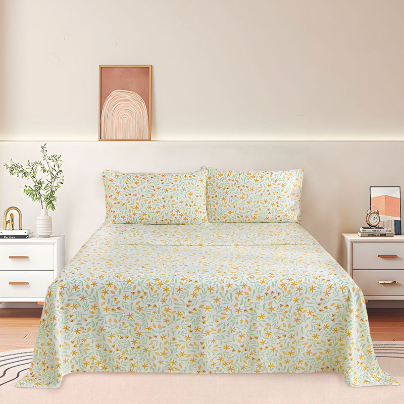 Ensemble de draps Zeta Boho, Vert, Ensemble de draps très grand californien avec 2 t