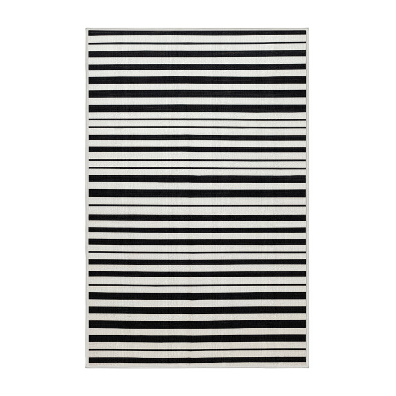  Tapis lavable rayé noir et blanc, Rectangulaire 2 pi x 3 pi