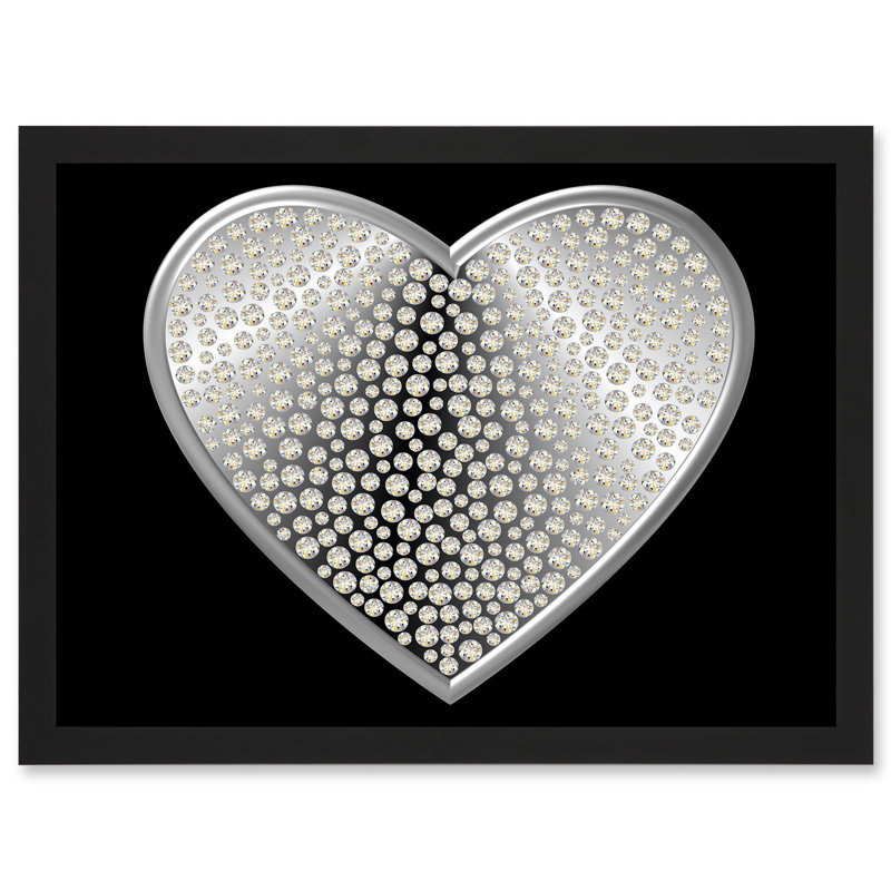 Diamond Heart Silver Bling Art - Single Picture Frame Print