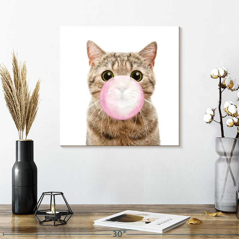 " Bubble Gum Kitty ", 16" H x 16" W x 1.25" D