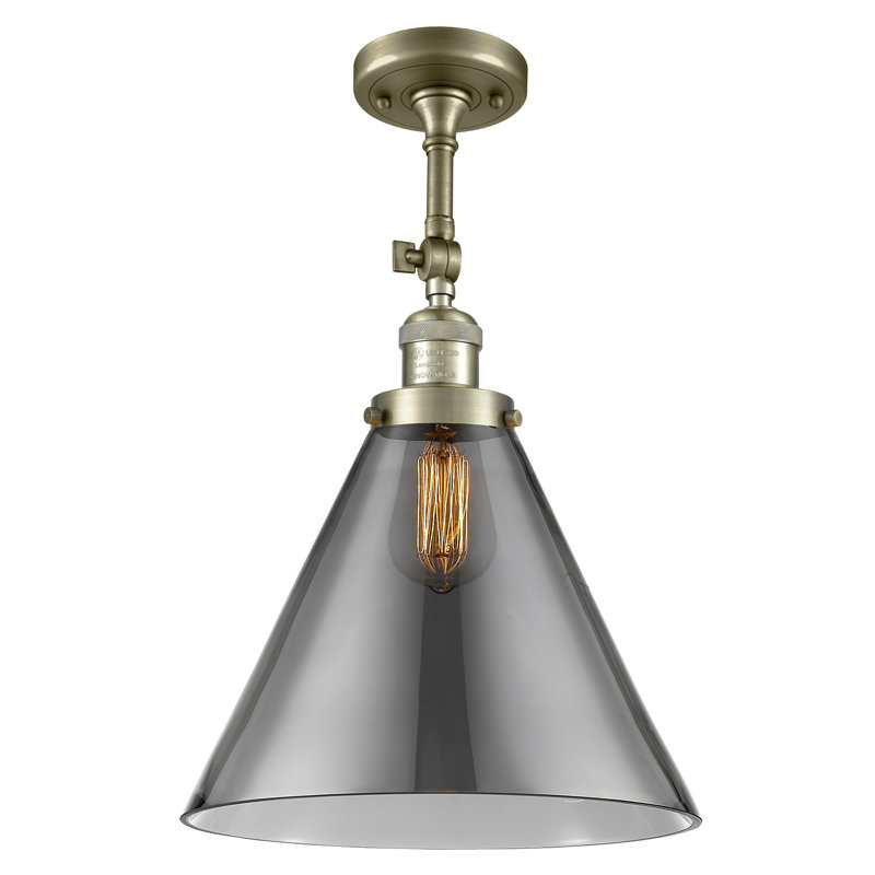 Plafonnier semi-encastré 1 lumière 12 po Tenny, Ampoule DEL 6 watts Vinage, Plaqué couleur fumée, Chrome poli