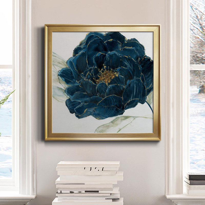 Velours fleuri - peinture sur toile encadrée, H 30,5 po x l 30,5 po x P 1,5 po, Cadre doré