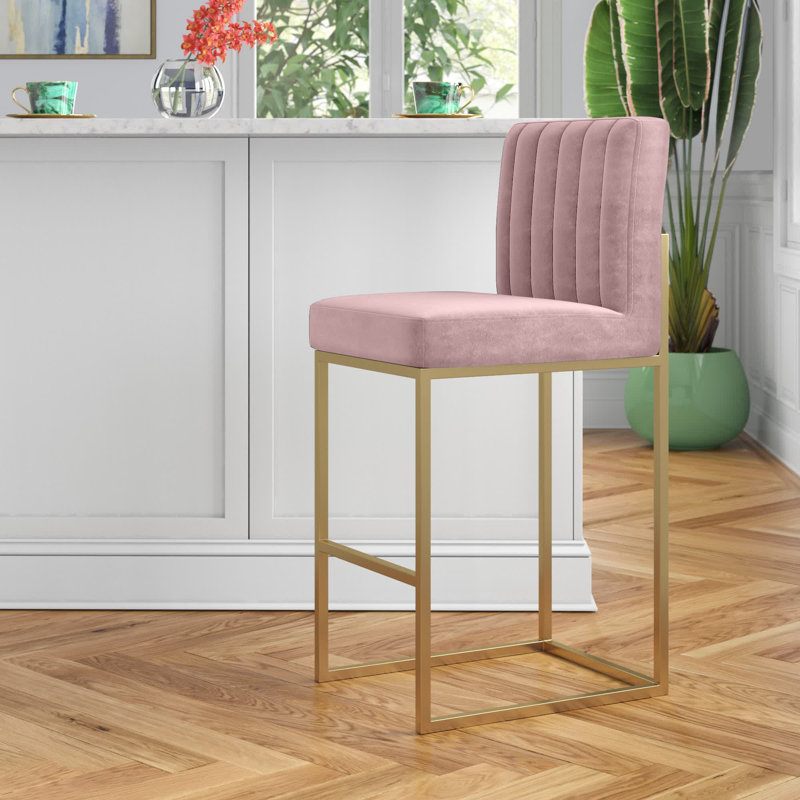 Tabouret de comptoir 26 po Amberdawn, Or poli, Rose