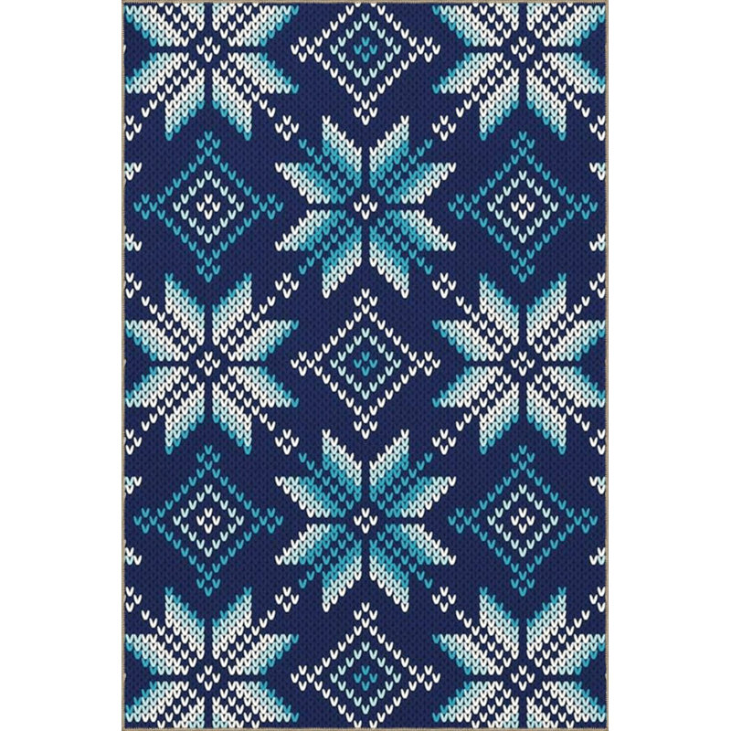 Tapis bleu délavé à motif flocon de neige, Sous-tapis carré 3 pi 3 po inclus