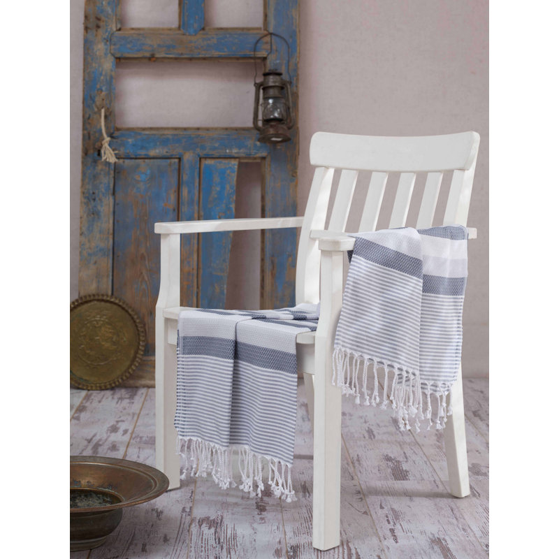 Serviette de plage 100% coton Eldridge, Gris / blanc