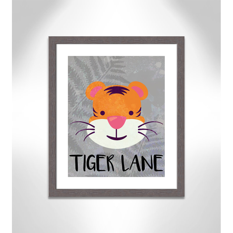 Impression sur papier Tigert Lane Tiger Lane, H 24,5 po x l 20,5 po x P 0,6 po, Encadré plat à grain de bois gris