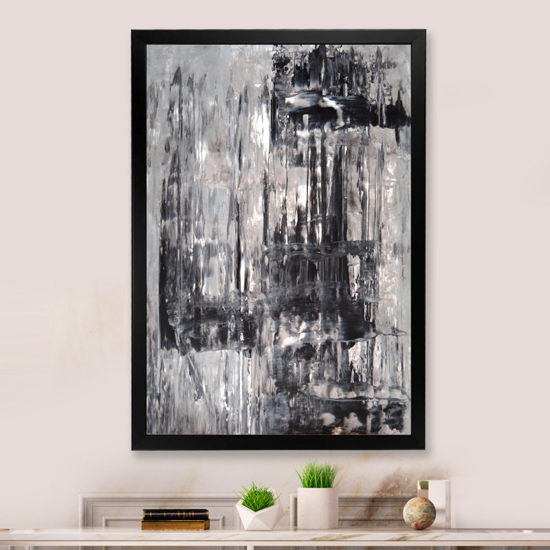 Art moderne gris et bleu II 2FDP47743, Cadre noir, H 20 po x l 12 po x P 1 po