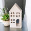 Ceramic Townhouse Tealight Candle Holder - Hand-Finished Decorative Lantern with Cut-Out Windows Starry Roof