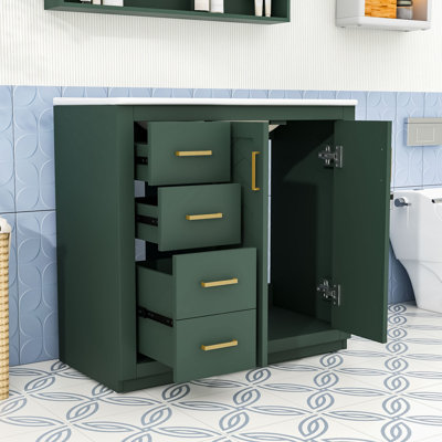 Meuble-lavabo en bois avec lavabo - rangement spacieux, cadre en panneau de fibres à densité moyenne durable