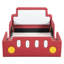 Lit plateforme rouge en forme de voiture de course avec roulettes-407566163