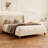 Modern Upholstered Platform Bed with Wingback Headboard and Walnut Wooden Legs, No Box Spring Needed-303500619-303500617