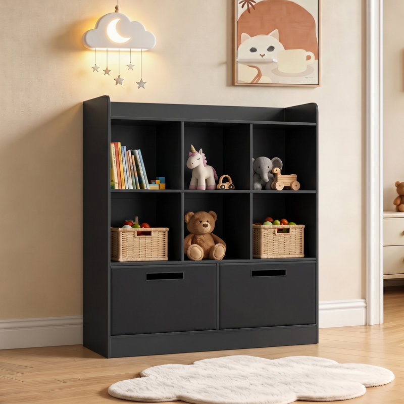 8 Cube Kids Bookshelf With Fabric Drawers, 3-tier Wooden Open Shelf Bookcase, Freestanding Book Shelves, Kids Bookcase Cubby Storage Organizer For Bedroom, Living Room, Office