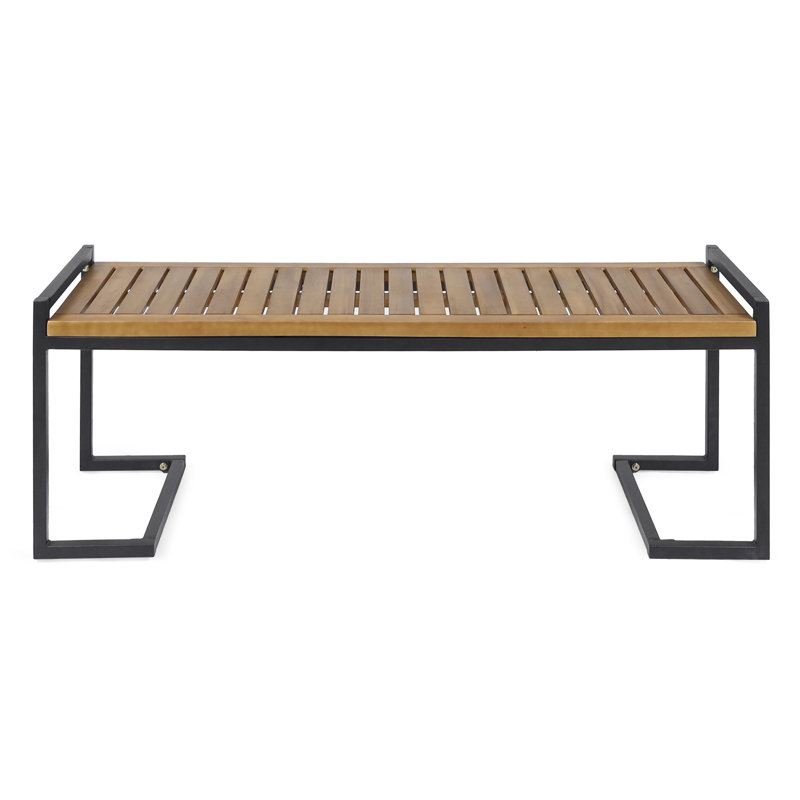 Banc en bois fini avec support en fer