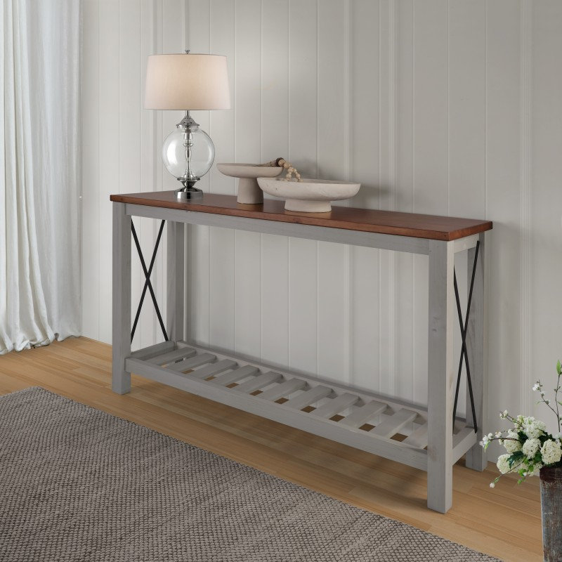 132cm Solid Wood Console Table, Grey