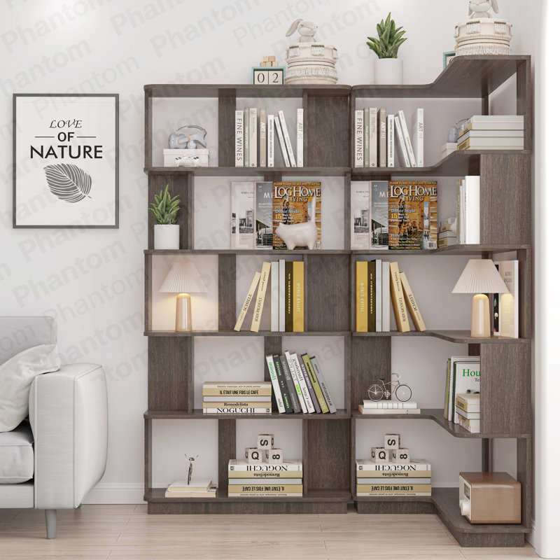 90 Cm Space Saving Corner Bookshelf + 80 Cm Bookcase Extendable Free Combination, Set Of 2 Display Shelf, Dark Brown Color And Other 4 Colors For Option, Freely Combined And Matched Furniture