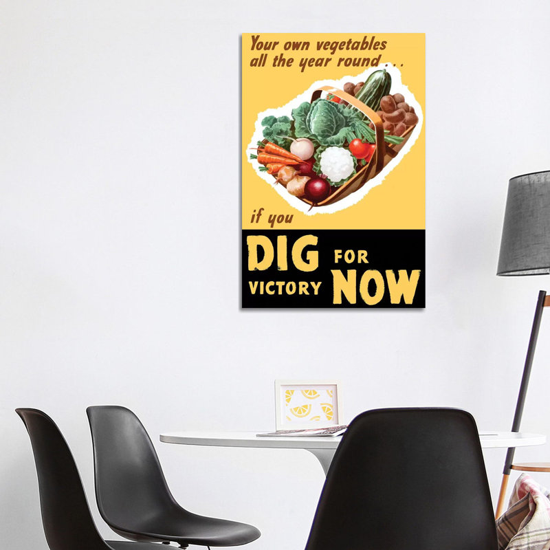 Vintage WWII Poster Of A Basket Filled With Fresh Vegetables by Stocktrek Images - Wrapped Canvas Gallery-Wrapped Canvas Giclée