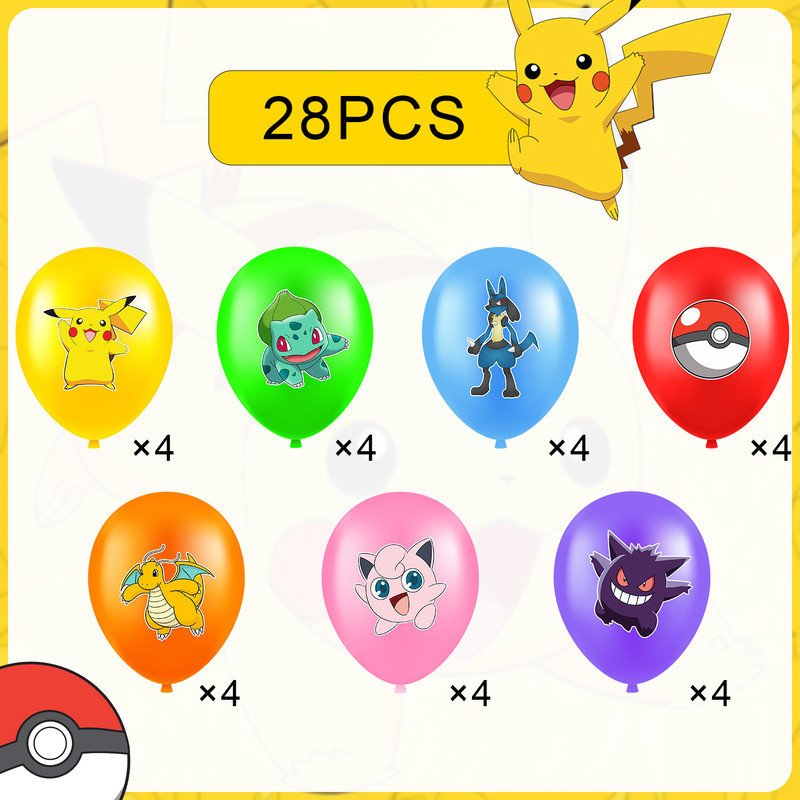 Pokemon Party Supplies, 28Pcs Pokemon Birthday Balloons