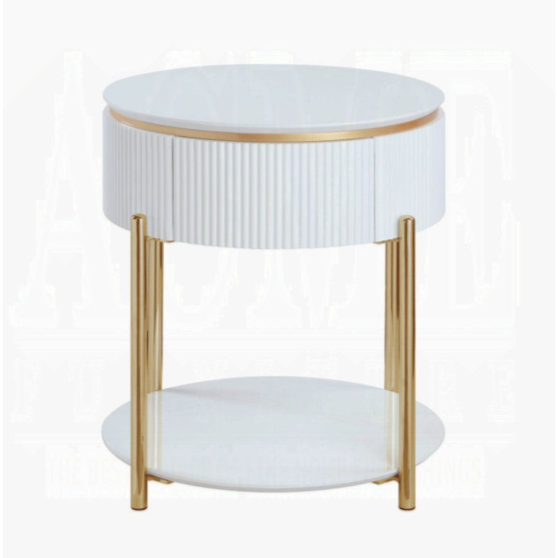 Table de bout haute brillance avec pieds en métal