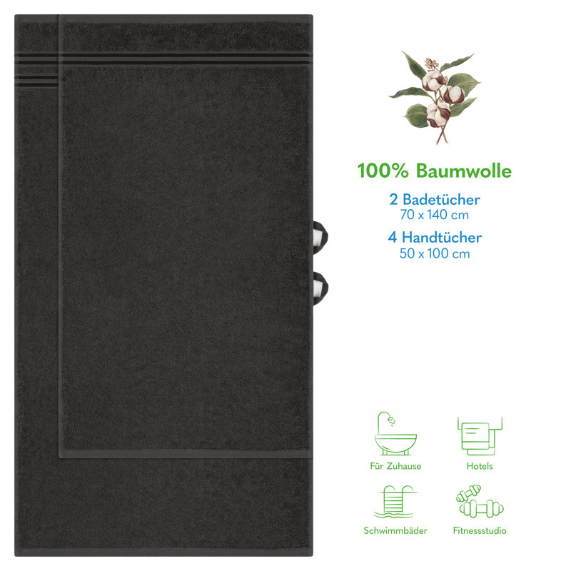 Rensina 100% Cotton Midweight Mulit-Size Set, Anthrazit