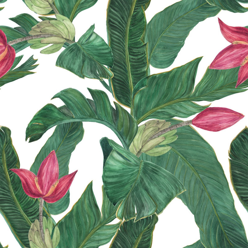 Panneau de papier peint feuilles Hiromoto, L 2,08 pi x L 10,42 pi