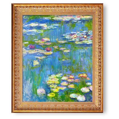 «Water Lilies 1916» par Claude Monet, reproduction encadrée World Classic Reproductions pour HomeDecor, cadre doré à motif rétro