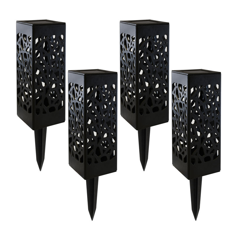 Black Solar Powered LED Pathway and Tabletop Lights Set of 4