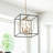4-Light E12 Black and Brass Gold Metal Geometric Chandelier with Adjustable Height, Dimmable, UL Listed