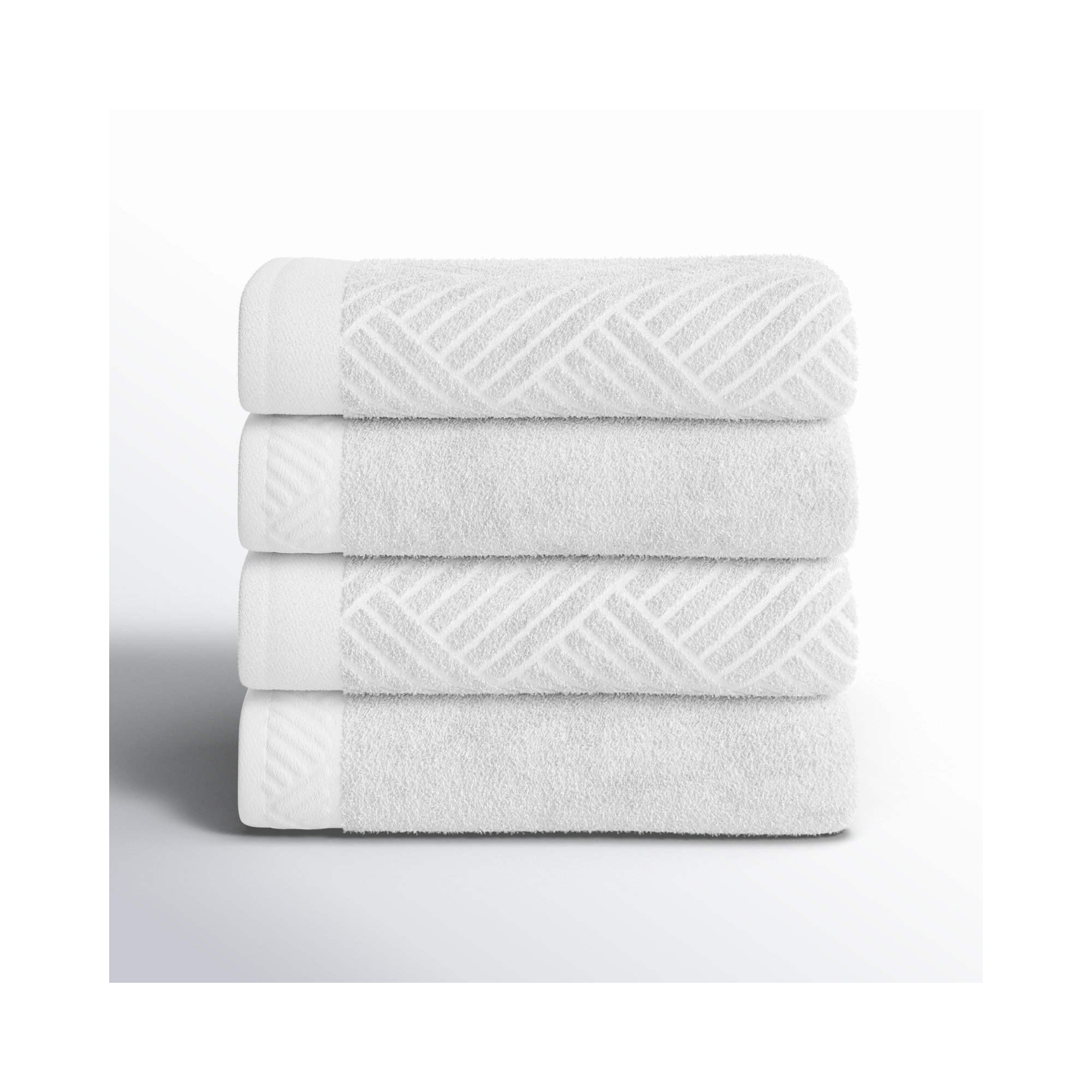 Osterley Certified Egyptian Cotton Jacquard And Solid Bath Towels, White