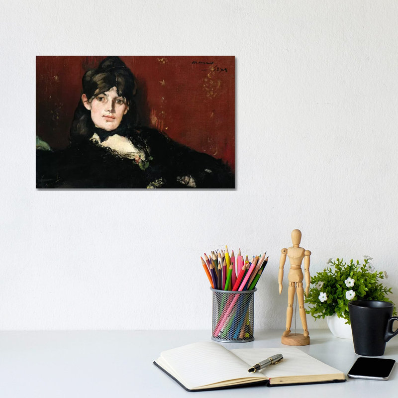 Berthe Morisot Reclining, 1873 by Edouard Manet - Wrapped Canvas Painting, 20.32 cm H x 30.48 cm W
