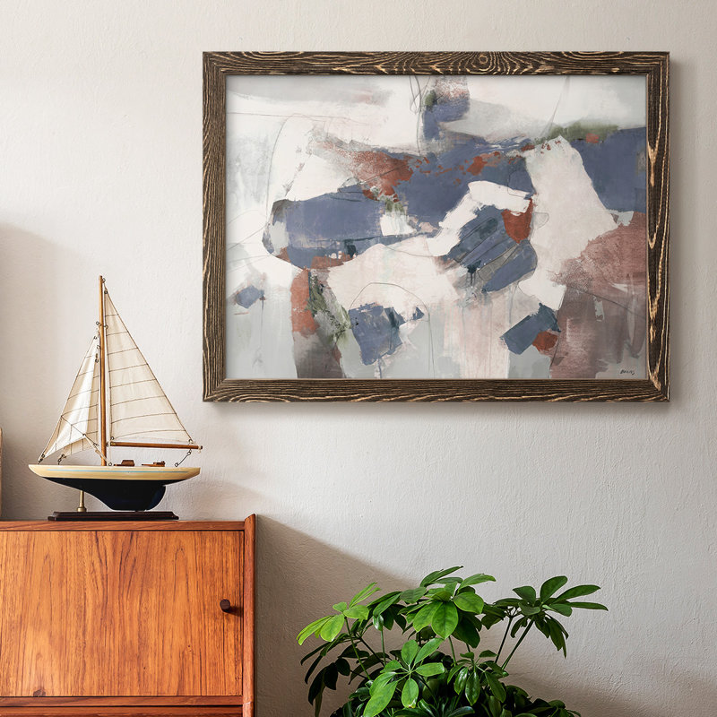 «Blue Abstract», reproduction sur toile flottante, Noyer, H 18 po x l 26 po x P 1,5 po