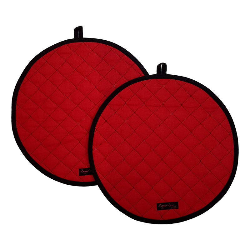 Ragged Rose May Solid Colour Cotton Potholder Set, Red