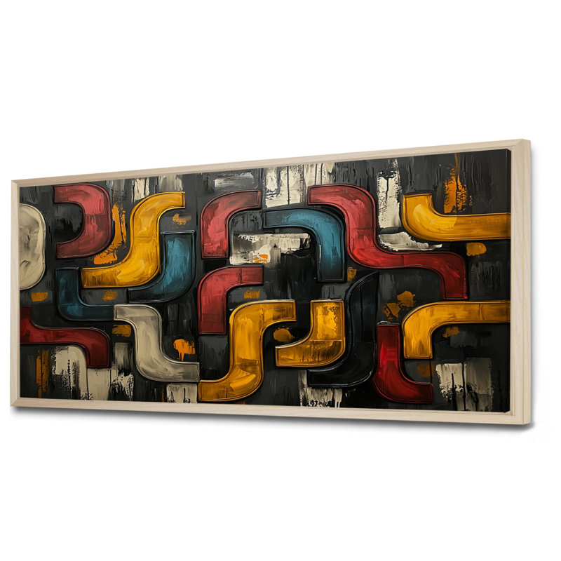 Okeima - Abstract Large Wall Art, H 28 po x l 60 po, Cadre flottant, Crème, crème