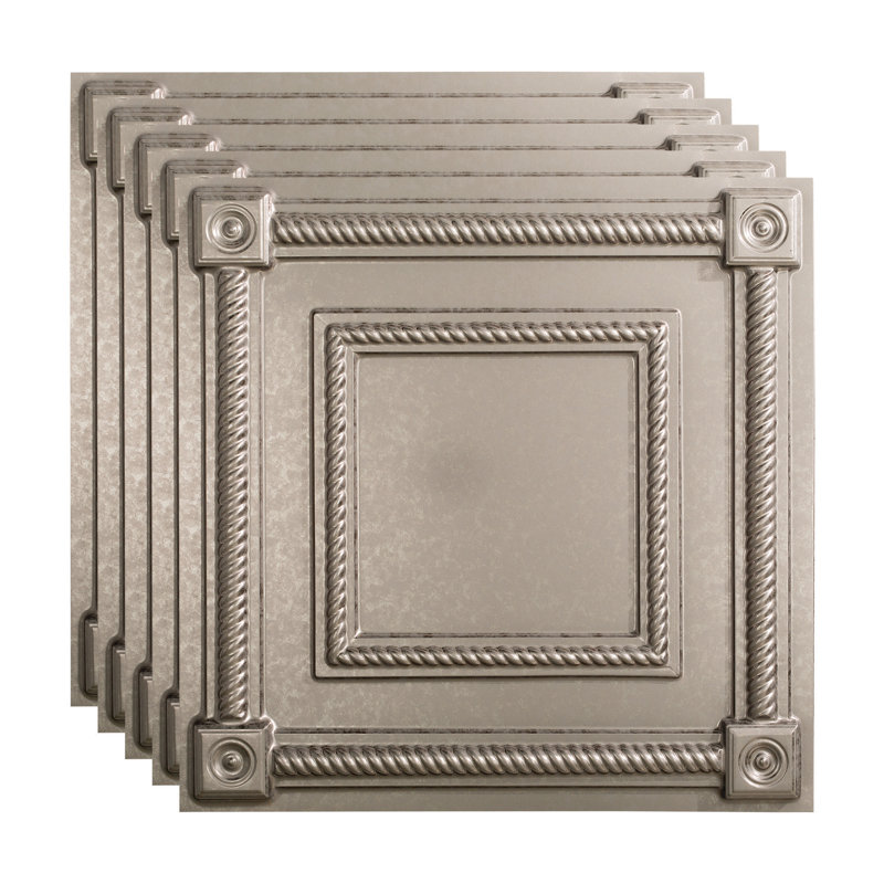 Panneau de plafond décoratif en vinyle 2 pi x 2 pi FASÄDE Coffer, Acier galvanisé