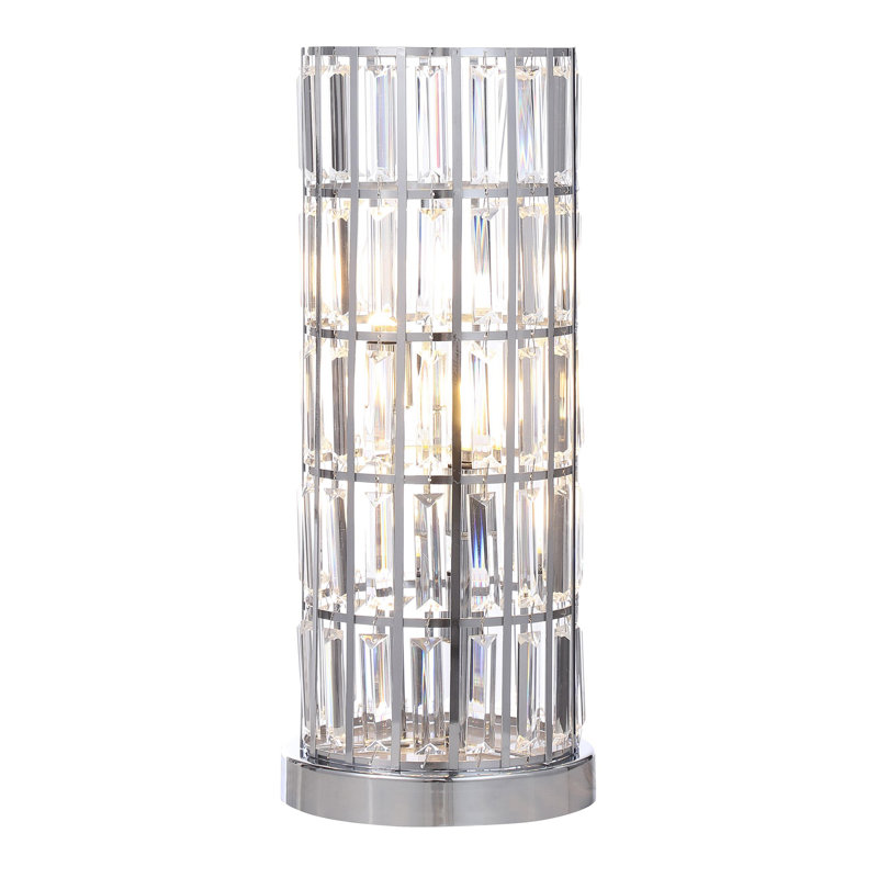 Wanda 20-Inch Crystal Shade Bedside Table Lamp, Silver