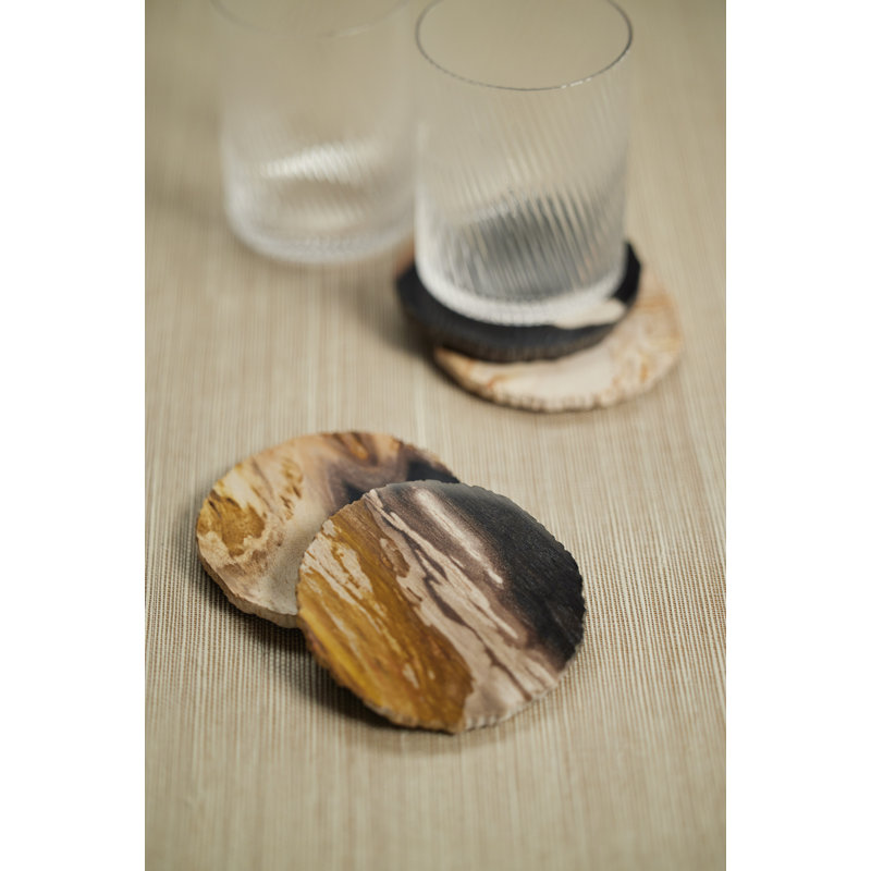 Ensemble de 4 sous-verres en bois pétrifié Plover, 4 pièces