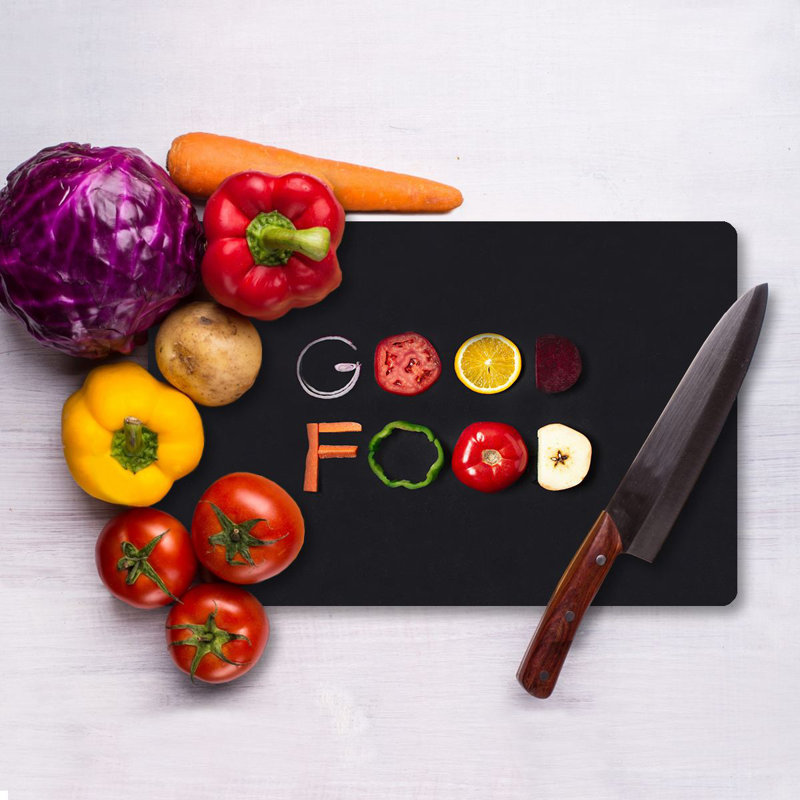 Premium Tempered Glass Cutting Board, 9.8 x 13.8 inches | 100% Antibacterial, Easy Clean, Non-Slip Silicone Feet | Durable Kitchen Essential for Safe Food Preparation, Stylish and Functional Design
