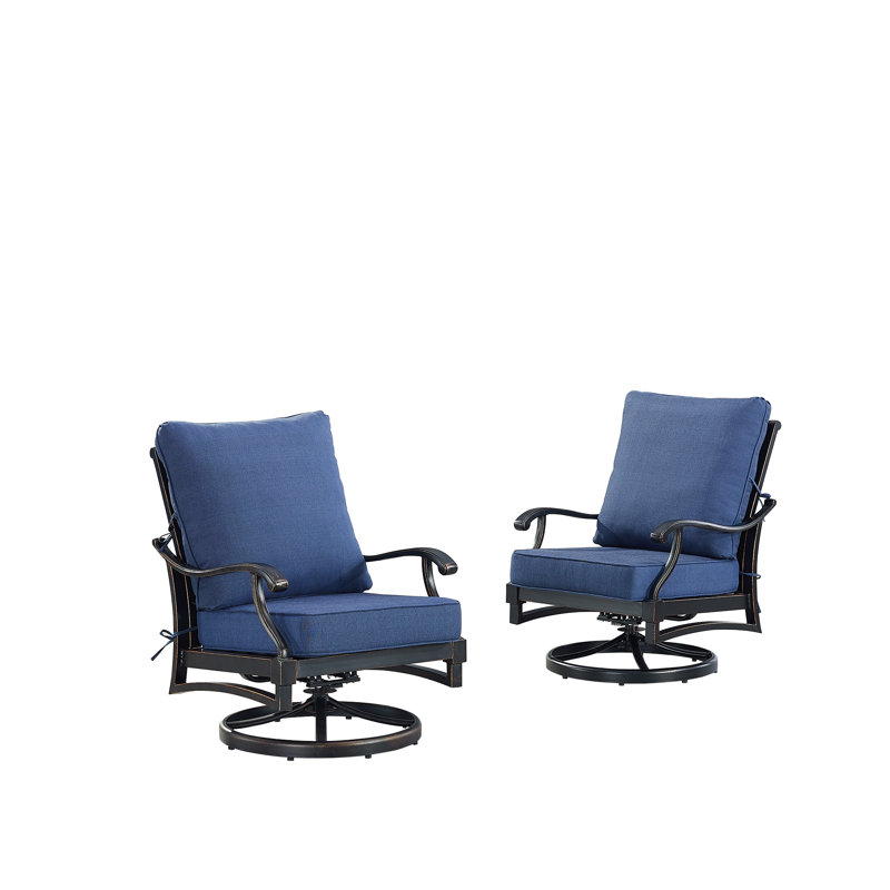 Shaco Outdoor Swivel Lounge Chair, Blue