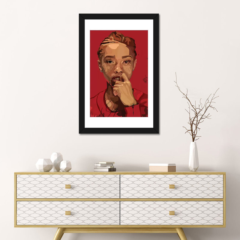 « freckles fille », impression sur toile, H 24 po x l 16 po x P 1 po, Papier d'art encadré noir, Blanc