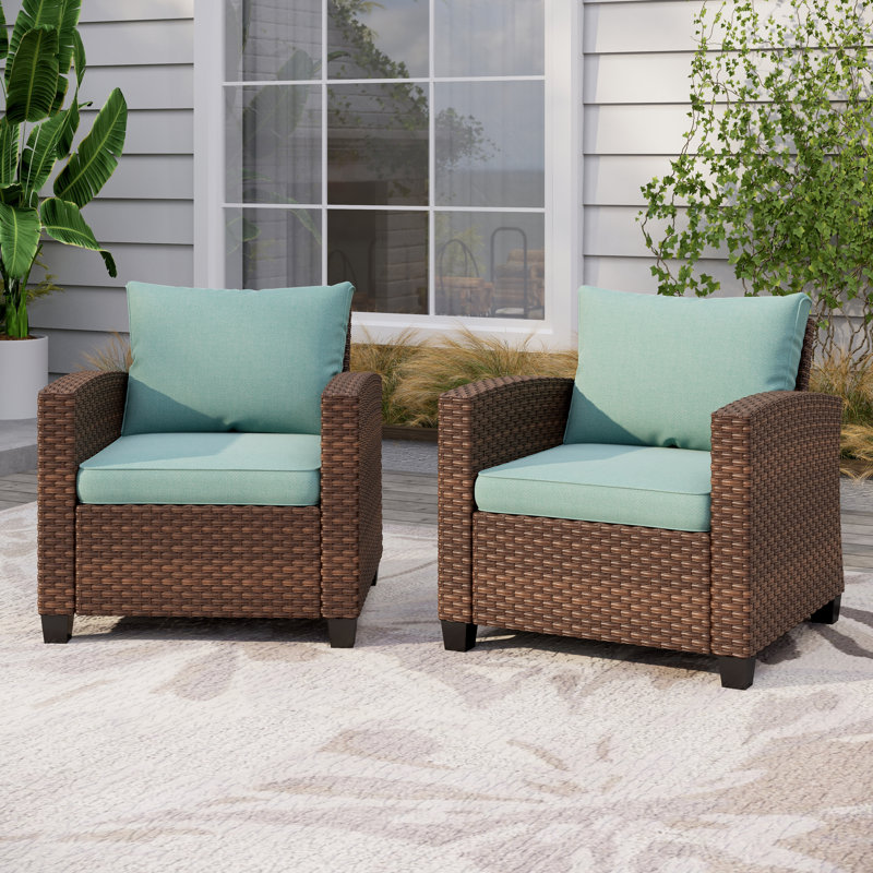 Argyri Patio Chair with Cushions, Cushion Pro Blue Performance Canvas