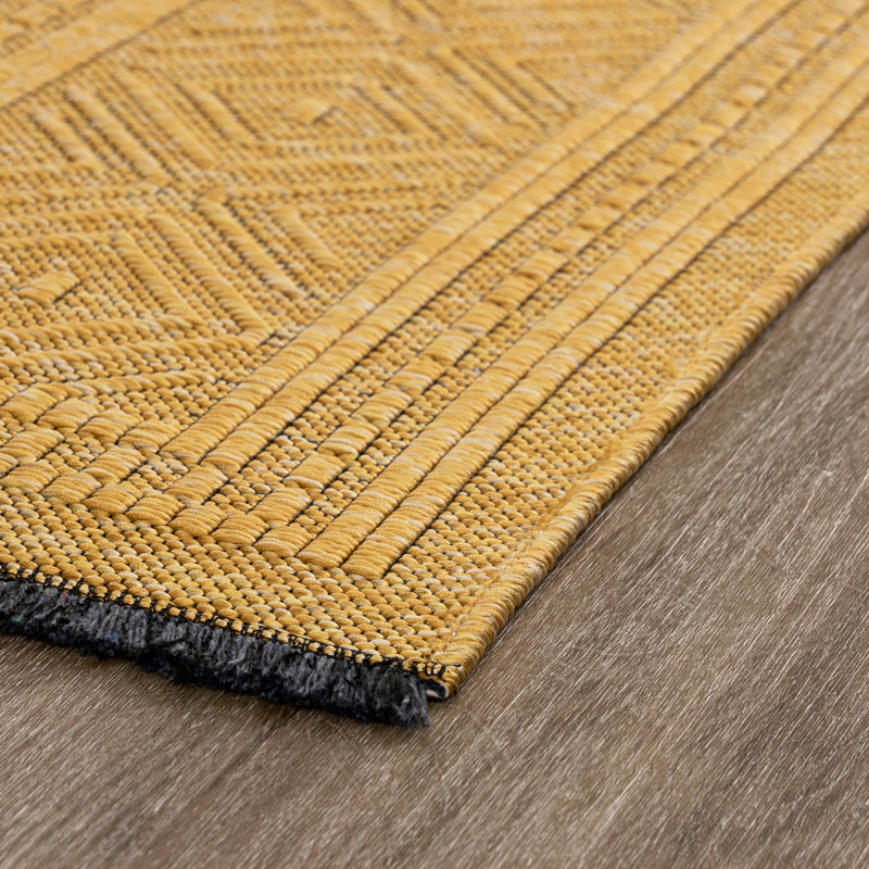 Brenly Moroccan Machine Washable Non Skid Indoor Area Rug - Gold, Rectangle 5' x 7'