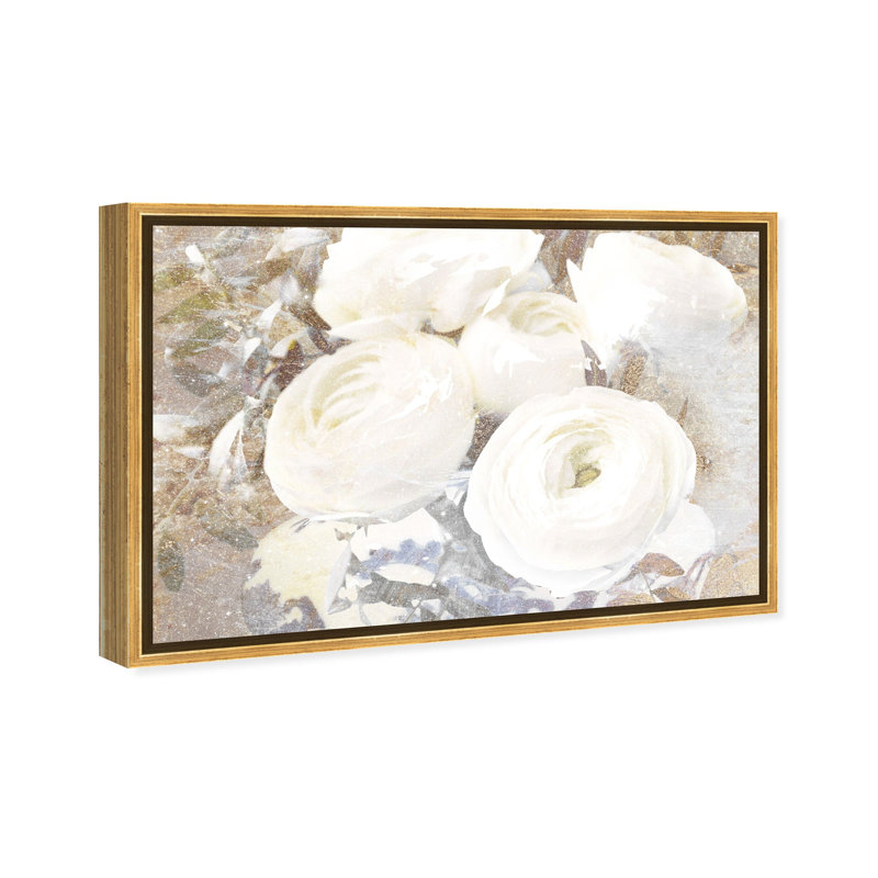 Serving Ranunculus Diamond Dust Shimmer Abstract Framed Canvas by Oliver Gal, 31" H x 46" W
