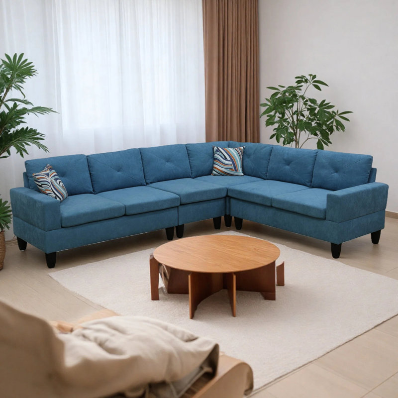Canapé modulaire 4 pièces Modern L, Bleu lac