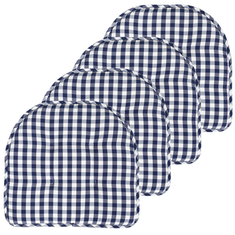 Coussin de coussin d'intérieur antidérapant Buffalo, Bleu marine/blanc, Paquet de 4