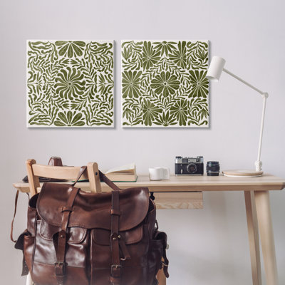 Ensemble de 2 reproductions d'art sur toile à motif de fleurs ondulées par Grace Popp