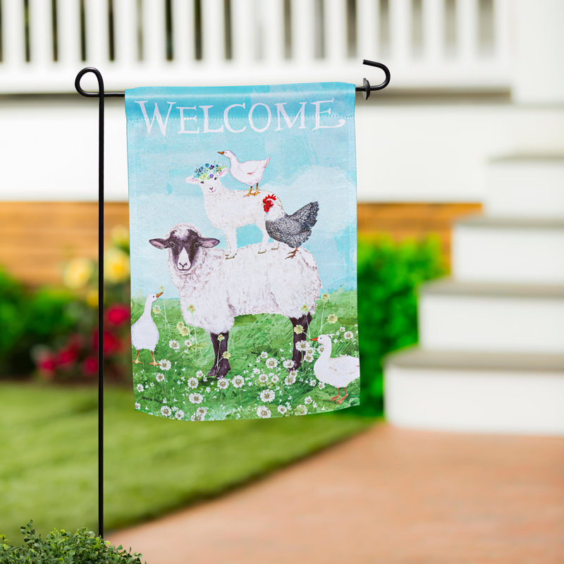 Drapeau de jardin en daim Welcome Farm Friends